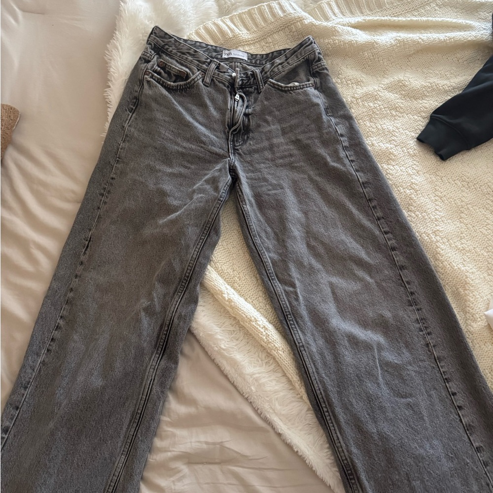 Zara Gray Wide-Leg Jeans